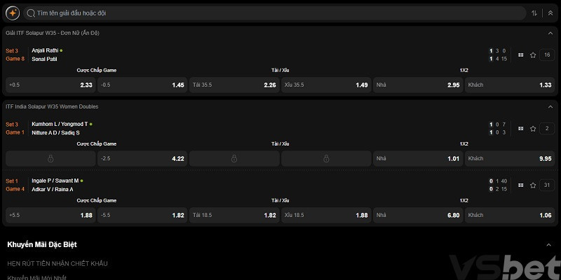 Tổng hợp kèo cá cược Tennis VSbet nên thử Tổng hợp kèo cá cược Tennis VSbet nên thử